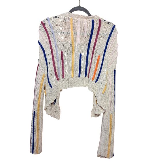 Anthropologie Pilcro striped open front knit cardigan sweater colorful funky art - Picture 4 of 8